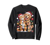 Divertente Gatto e Cane di Natale con Cappelli di Babbo Natale Felpa
