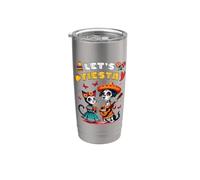 Divertente gatto e cane Sugar Skull Let's Fiesta Día los Muertos Bicchiere termico in acciaio inox doppia parete