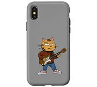 Divertente Gatto freddo che suona una chitarra Ragazzi Meme Rock & Roll Custodia per iPhone X/XS