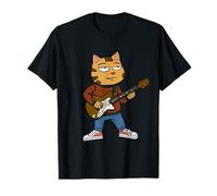 Divertente gatto freddo che suona una chitarra ragazzi papà rock & roll Maglietta