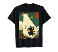 Divertente Gatto Giapponese Rapimento UFO UFO Chitarra Ukulele Musica Maglietta