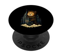 Divertente gatto gigante in città carino mostro Kitty grafica PopSockets PopGrip Adesivo