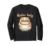 Divertente Gatto grasso arrabbiato Winter Body Non felice Maglia a Manica