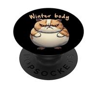 Divertente Gatto grasso arrabbiato Winter Body Non felice PopSockets PopGrip Adesivo
