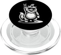 Divertente gatto grasso che ama il rock and roll e la musica heavy metal rock PopSockets PopGrip per MagSafe