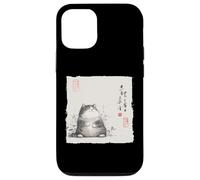 Divertente gatto grasso giapponese Zen Buddha Chonky Cat Pittura Custodia per iPhone 12/12 Pro