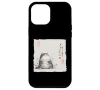 Divertente gatto grasso giapponese Zen Buddha Chonky Cat Pittura Custodia per iPhone 12 Pro Max