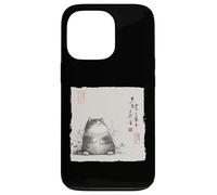 Divertente gatto grasso giapponese Zen Buddha Chonky Cat Pittura Custodia per iPhone 13 Pro
