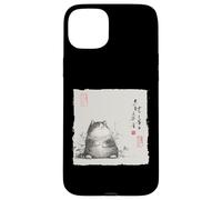 Divertente gatto grasso giapponese Zen Buddha Chonky Cat Pittura Custodia per iPhone 15 Plus