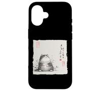 Divertente gatto grasso giapponese Zen Buddha Chonky Cat Pittura Custodia per iPhone 16