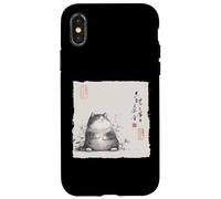 Divertente gatto grasso giapponese Zen Buddha Chonky Cat Pittura Custodia per iPhone X/XS