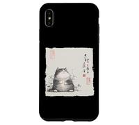 Divertente gatto grasso giapponese Zen Buddha Chonky Cat Pittura Custodia per iPhone XS Max