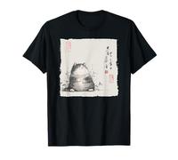 Divertente gatto grasso giapponese Zen Buddha Chonky Cat Pittura Maglietta