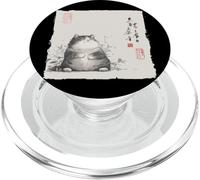Divertente gatto grasso giapponese Zen Buddha Chonky Cat Pittura PopSockets PopGrip per MagSafe
