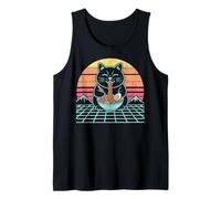 Divertente Gatto Grasso Ramen Retro Synthwave Neko Kawaii Anime Cat Canotta