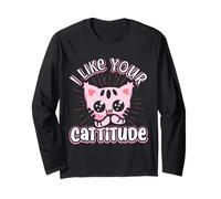 Divertente Gatto I Like Your Cattitude, Idea Regalo Maglia a Manica