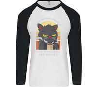 Divertente Gatto I Odio da Giorno Persone Caffè Uomo L/S Baseball T-Shirt