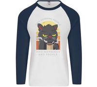 Divertente Gatto I Odio da Giorno Persone Caffè Uomo L/S Baseball T-Shirt