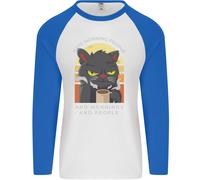 Divertente Gatto I Odio da Giorno Persone Caffè Uomo L/S Baseball T-Shirt