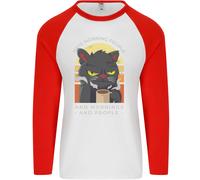 Divertente Gatto I Odio da Giorno Persone Caffè Uomo L/S Baseball T-Shirt