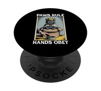 Divertente gatto in scatola zampe regola mani obbedire gatto amante gatto PopSockets PopGrip Adesivo