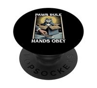 Divertente gatto in scatola zampe regola mani obbedire gatto amante gatto PopSockets PopGrip Adesivo