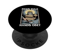 Divertente gatto in scatola zampe regola mani obbedire gatto amante gatto PopSockets PopGrip Adesivo