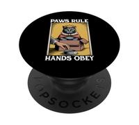Divertente gatto in scatola zampe regola mani obbedire gatto amante gatto PopSockets PopGrip Adesivo