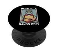 Divertente gatto in scatola zampe regola mani obbedire gatto amante gatto PopSockets PopGrip Adesivo