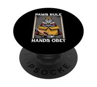 Divertente gatto in scatola zampe regola mani obbedire gatto amante gatto PopSockets PopGrip Adesivo