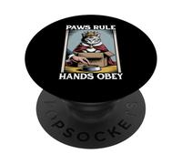 Divertente gatto in scatola zampe regola mani obbedire gatto amante gatto PopSockets PopGrip Adesivo