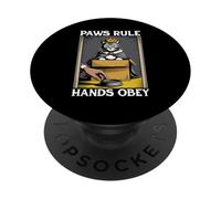 Divertente gatto in scatola zampe regola mani obbedire gatto amante gatto PopSockets PopGrip Adesivo