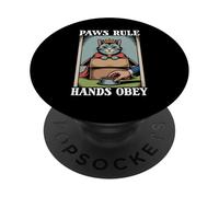 Divertente gatto in scatola zampe regola mani obbedire gatto amante gatto PopSockets PopGrip Adesivo
