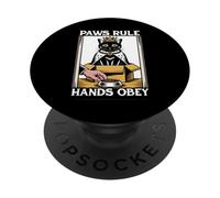 Divertente gatto in scatola zampe regola mani obbedire gatto amante gatto PopSockets PopGrip Adesivo