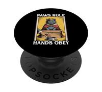 Divertente gatto in scatola zampe regola mani obbedire gatto amante gatto PopSockets PopGrip Adesivo