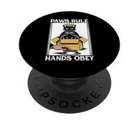 Divertente gatto in scatola zampe regola mani obbedire gatto amante gatto PopSockets PopGrip Adesivo