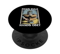 Divertente gatto in scatola zampe regola mani obbedire gatto amante gatto PopSockets PopGrip Adesivo