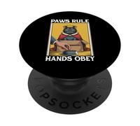 Divertente gatto in scatola zampe regola mani obbedire gatto amante gatto PopSockets PopGrip Adesivo
