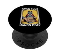 Divertente gatto in scatola zampe regola mani obbedire gatto amante gatto PopSockets PopGrip Adesivo