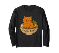 Divertente Gatto Katsu Pollo Grafica Tee Carino Anime Gatto Cibo Gioco di Parole Maglia a Manica