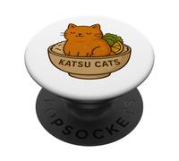 Divertente gatto Katsu Pollo Grafica Tee Carino Anime Gatto Cibo Gioco di parole PopSockets PopGrip Adesivo