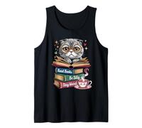 Divertente Gatto Leggere Libri Sii Gentile Soggiorno Strano Biblioteca Amante dei Libri Canotta