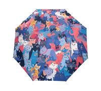 Divertente Gatto Magico Gattino Ombrello Pieghevole Automatico Ombrelli Antivento Protezione UV da Viaggio per Bambini Ragazzi Ragazze