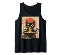 Divertente gatto mangia ramen tagliatelle giapponesi Kawaii Anime Cat Canotta