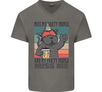 Divertente Gatto Mi Mancano I Miei Amici Alcol Birra Maglietta In Cotone A V