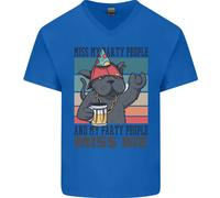 Divertente Gatto Mi Mancano I Miei Amici Alcol Birra Maglietta In Cotone A V