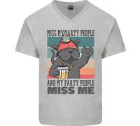 Divertente Gatto Mi Mancano I Miei Amici Alcol Birra Maglietta In Cotone A V