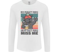 Divertente Gatto Mi Mancano I Miei Amici Alcol Birra Uomo Manica Lunga T-Shirt