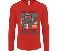 Divertente Gatto Mi Mancano I Miei Amici Alcol Birra Uomo Manica Lunga T-Shirt