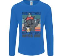 Divertente Gatto Mi Mancano I Miei Amici Alcol Birra Uomo Manica Lunga T-Shirt